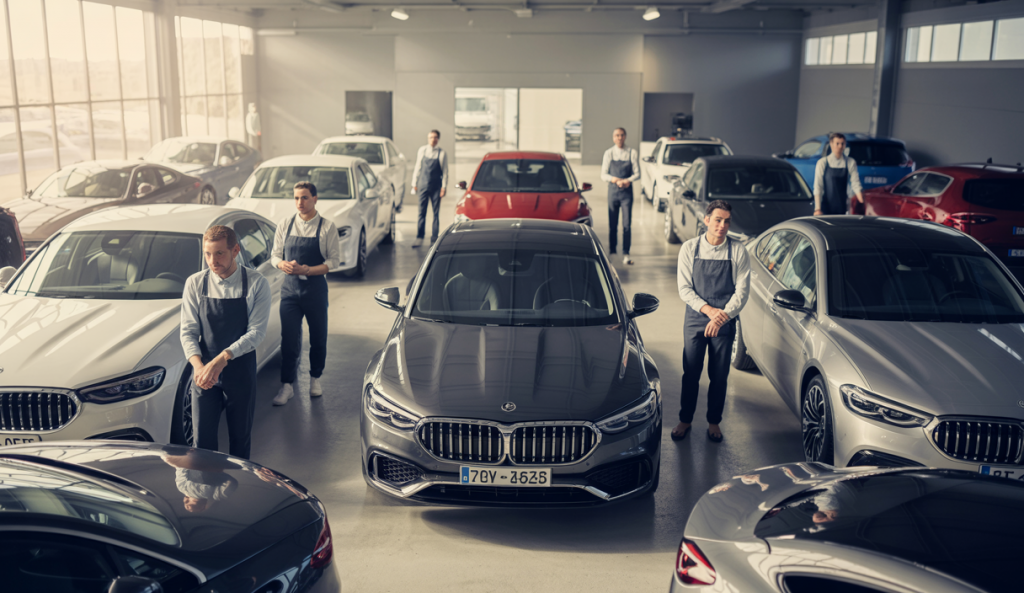 Centre de formation detailing auto à Trappes avec formateurs et élèves en atelier pratique